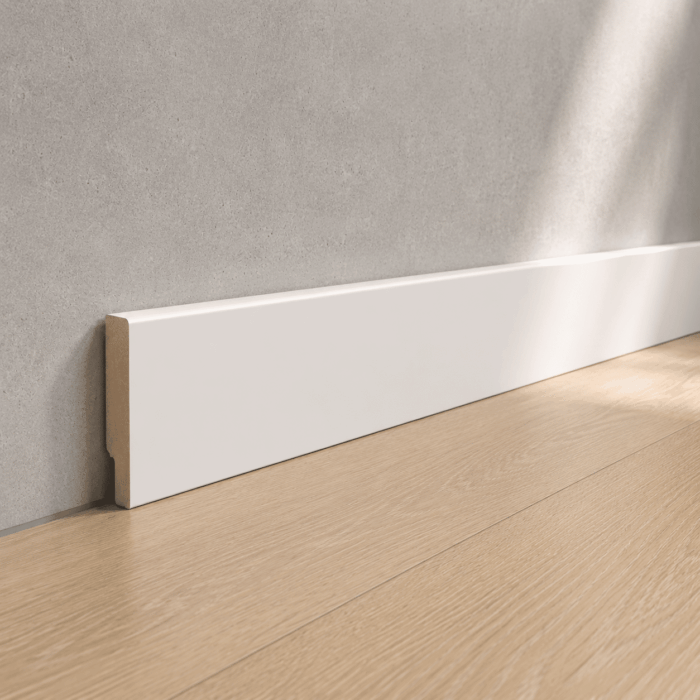 Wit Gefolied MDF plint 90x15 Recht MDF002