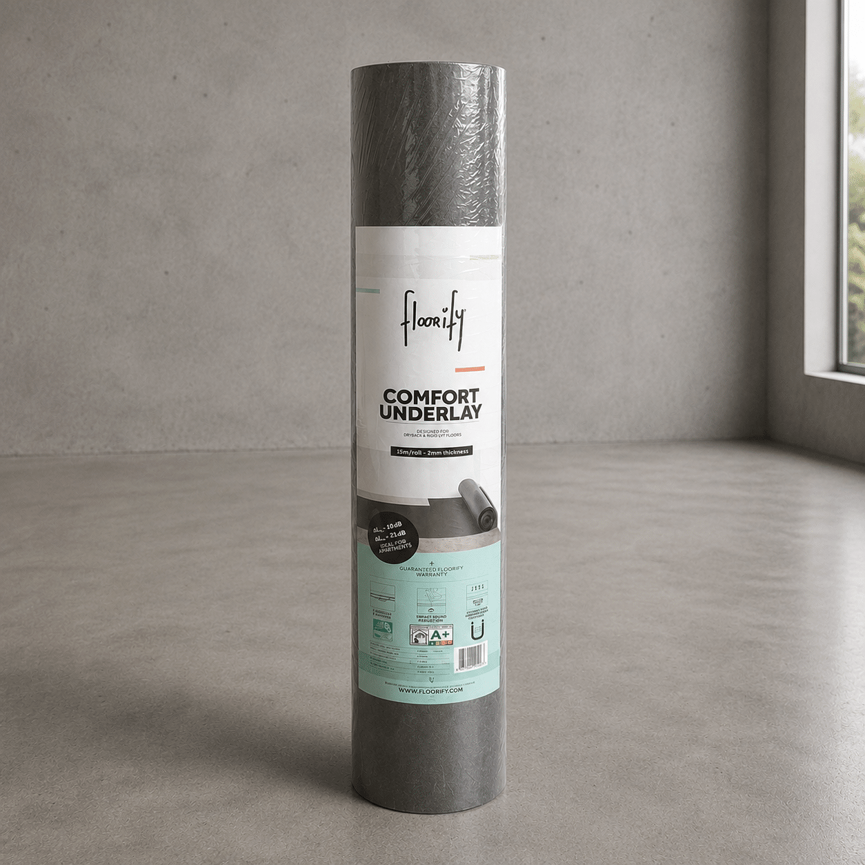 Floorify Comfort PVC ondervloer 2mm (10dB) OV007 - Afbeelding 2