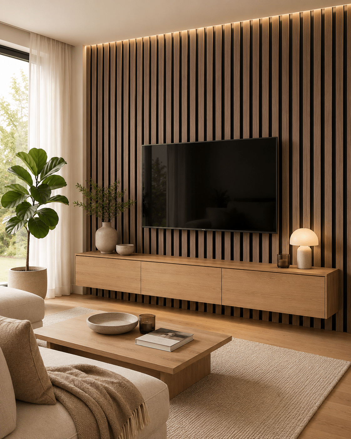 Akoestisch wandpaneel 260x52,6 cm Walnoot 2614557711 - Afbeelding 2
